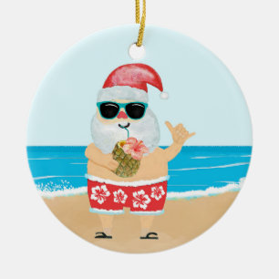 Aloha Hawaiian Santa Tropical Beach Kerstmis Keramisch Ornament
