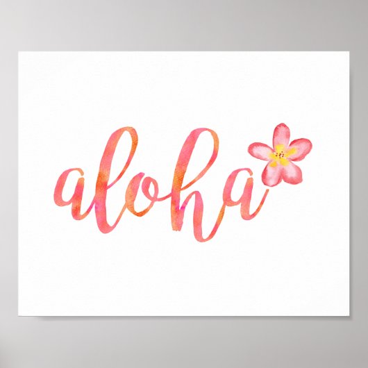 Aloha Hawaiian Summer Floral Typography Poster (Voorkant)