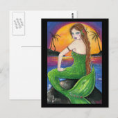 Aloha Hawaiian Sunset Mermaid Briefkaart (Voorkant / Achterkant)