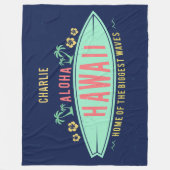 Aloha Hawaiian Surfer aangepaste naam fleece deken (Voorkant)