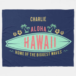 Aloha Hawaiian Surfer aangepaste naam fleece deken