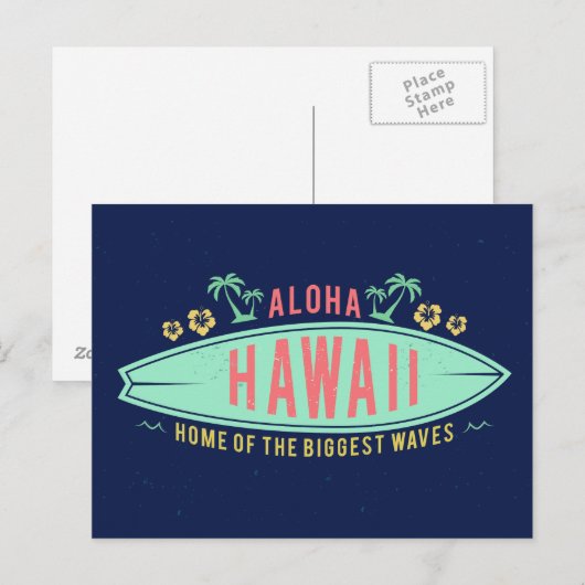 Aloha Hawaiian Surfer briefkaart (Voorkant / Achterkant)