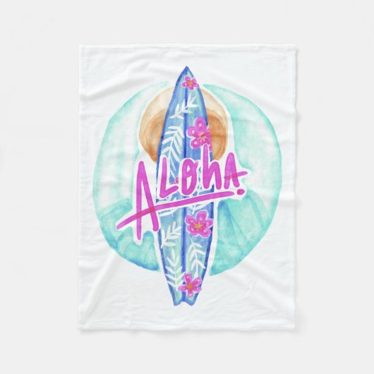 Aloha Hawaiian Surfer-dekens Fleece Deken (Voorkant)