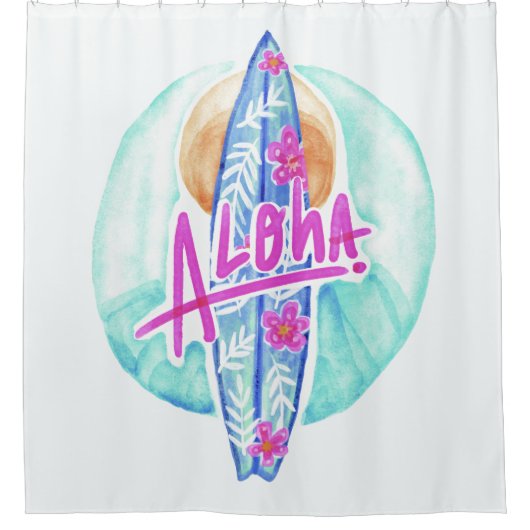 Aloha Hawaiian Surfer-gordijn Douchegordijn (Voorkant)