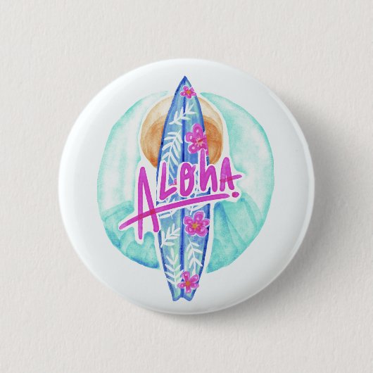 Aloha Hawaiian Surfer-knoppen Ronde Button 5,7 Cm (Voorkant)