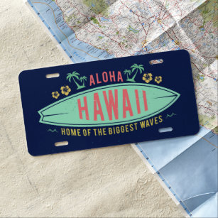 Aloha Hawaiian Surfer licence bord Nummerplaat