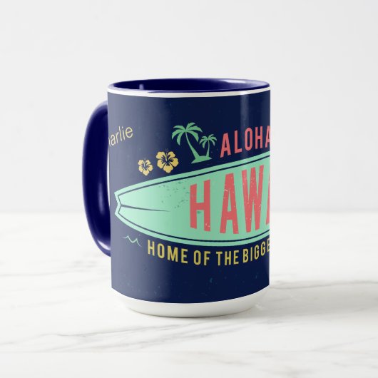 Aloha Hawaiian Surfer, mokken op aangepaste naam (Voorkant links)