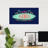 Aloha Hawaiian Surfer poster (Thuiskantoor)