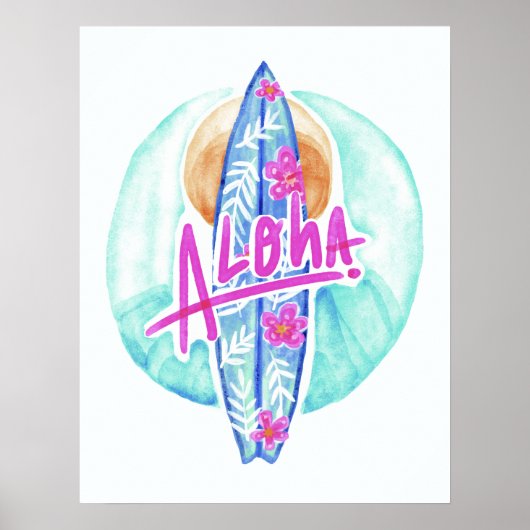 Aloha Hawaiian Surfer poster (Voorkant)