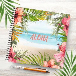 Aloha Hawaiian Tropical Beach Waterverf Floral Notitieboek