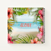 Aloha Hawaiian Tropical Beach Waterverf Floral Notitieboek (Achterkant)