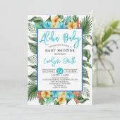 Aloha Hawaiian Tropical Boy Baby shower Kaart (Staand voorkant)