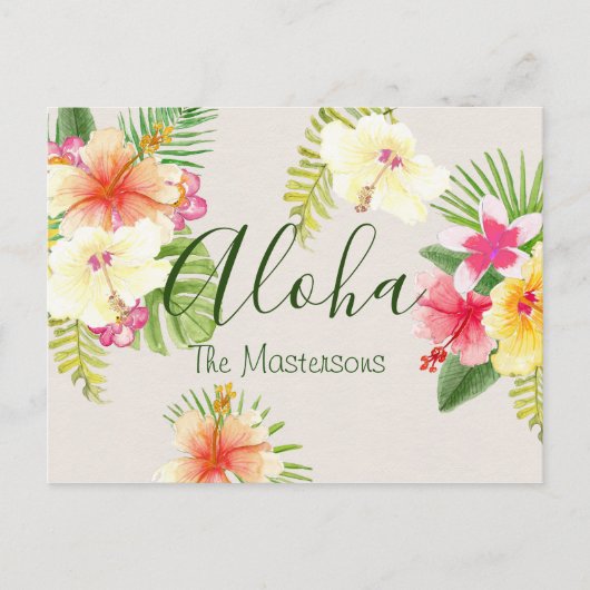 Aloha Hawaiian Tropical Floral gepersonaliseerd Briefkaart (Voorkant)
