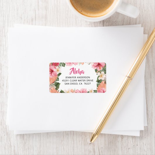 Aloha Hawaiian Tropical Hibiscus Luau Address Etiket (Insitu)