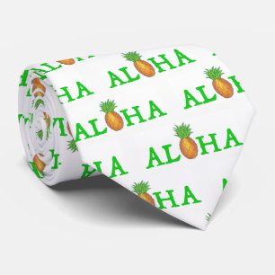 ALOHA Hawaiian Tropical Island Pineapple Print Stropdas