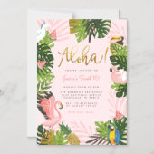 Aloha! | Hawaiian Tropical Summer Flamingo Party Magnetische Uitnodiging (Voorkant)