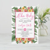 Aloha Hawaiian Tropisch Roze Baby shower Kaart (Staand voorkant)