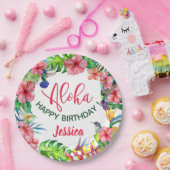 Aloha Hawaiian Tropische Hibiscus Verjaardagsfeest Papieren Bordje (Feest)