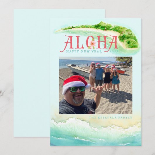 Aloha Hawaiian | Tropische vakantie | Nieuwe jaren Feestdagenkaart (Voorkant / Achterkant)