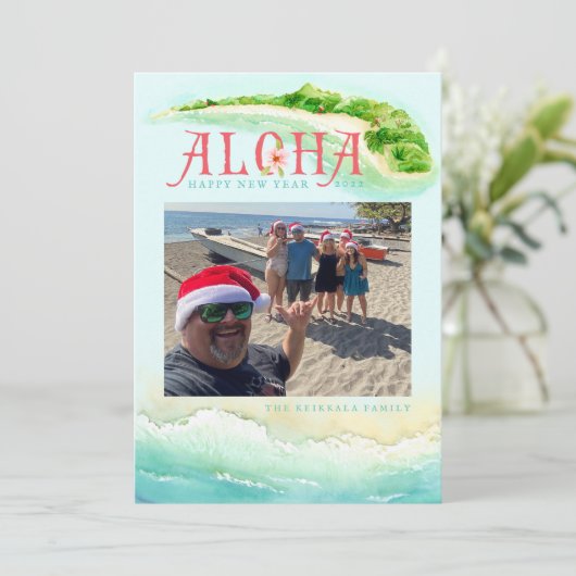 Aloha Hawaiian | Tropische vakantie | Nieuwe jaren Feestdagenkaart (Staand voorkant)