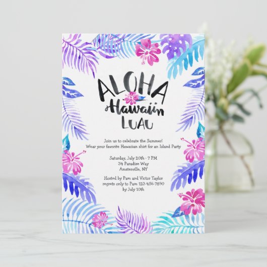 Aloha Hawaiian Uitnodiging (Staand voorkant)