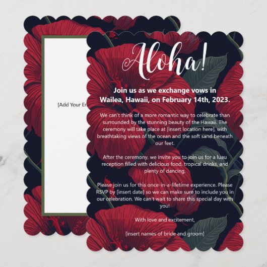 Aloha Hawaiian Wedding Red Hibiscus Kaart (Voorkant / Achterkant)