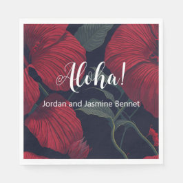 Aloha Hawaiian Wedding Red Hibiscus Servet