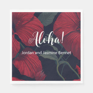 Aloha Hawaiian Wedding Red Hibiscus Servet