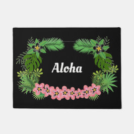 Aloha Hawaiian Welcome Tropical Flowers Design Deurmat