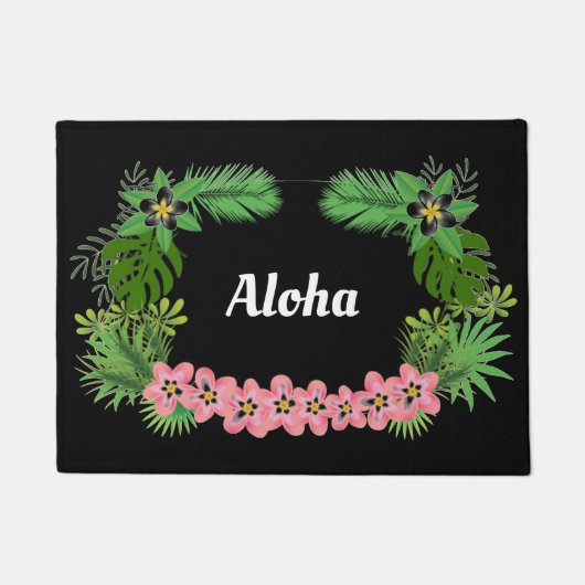 Aloha Hawaiian Welcome Tropical Flowers Design Deurmat (Voorkant)
