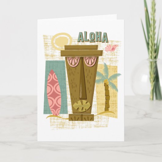 Aloha - Hawaiian Wenskaart - Retro Island Tiki Kaart (Voorkant)