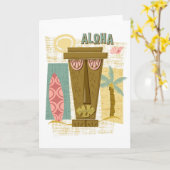 Aloha - Hawaiian Wenskaart - Retro Island Tiki Kaart (Gele Bloem)