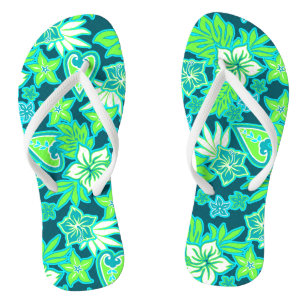 Aloha Heart Hawaiian Hibiscus Tropical Teenslippers