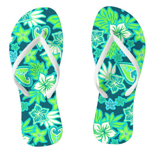 Aloha Heart Hawaiian Hibiscus Tropical Teenslippers (Voetbed)