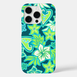 Aloha Heart Hawaiian Hibiscus Tropisch Blauwgroen iPhone 16 Pro Hoesje