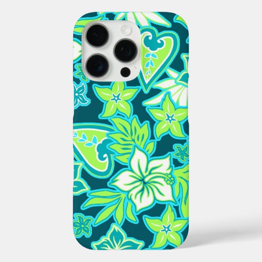 Aloha Heart Hawaiian Hibiscus Tropisch Blauwgroen Case-Mate iPhone Case (Achterkant)