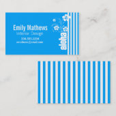 Aloha; hemelsblauwe verticale strepen; gestreept visitekaartje (Voorkant / Achterkant)