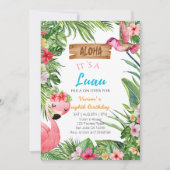 Aloha Het is een verjaardagsfeestje van Luau Girl Kaart (Voorkant)