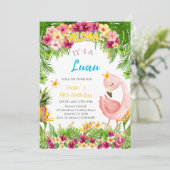 Aloha Het is een verjaardagsfeestje van Luau Girl Kaart (Staand voorkant)