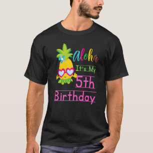 Aloha Het is mijn 5e verjaardag Hawaii Meisjes Zon T-shirt