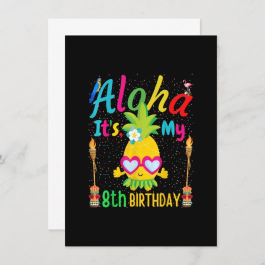 Aloha Het is mijn 8e verjaardag Hawaii Pineapple S Kaart (Voorkant / Achterkant)
