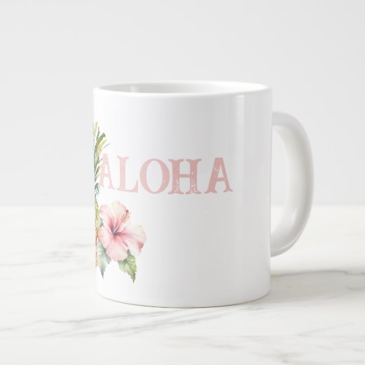 Aloha Hibiscus Bloem Ananas Grote Koffiekop (Voorkant rechts)