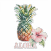 Aloha Hibiscus Bloem Ananas Sticker (Voorkant)