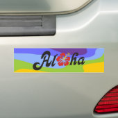 Aloha Hibiscus - flat Hawaii design + jouw ideeën Bumpersticker (Op auto)