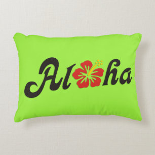 Aloha Hibiscus - flat Hawaii design + jouw ideeën Decoratief Kussen