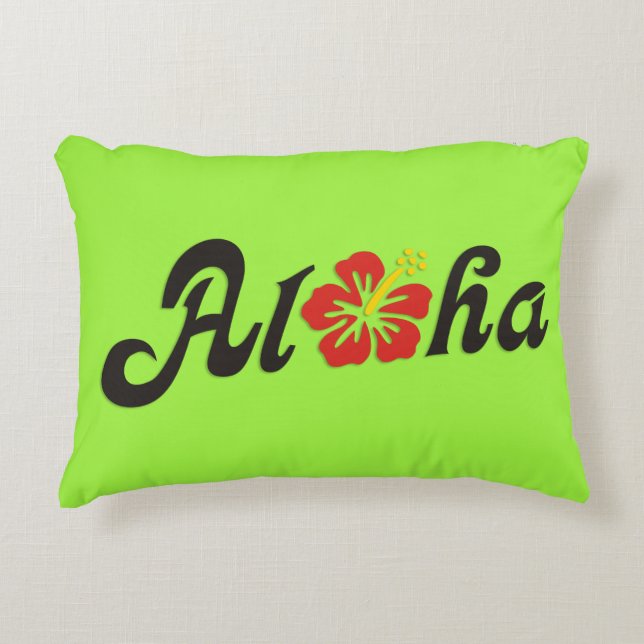 Aloha Hibiscus - flat Hawaii design + jouw ideeën Decoratief Kussen (Voorkant)