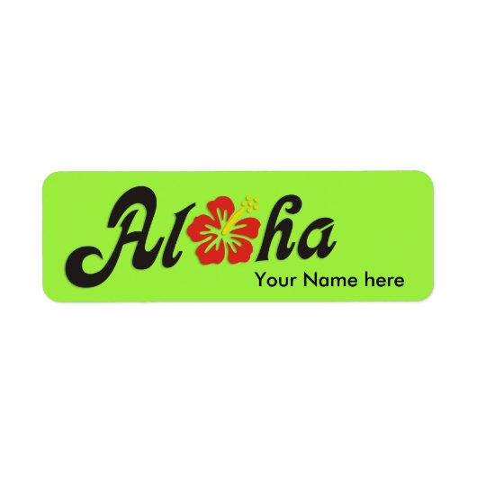 Aloha Hibiscus - flat Hawaii design + jouw ideeën Etiket (Voorkant)