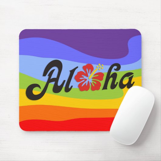 Aloha Hibiscus - flat Hawaii design + jouw ideeën Muismat (Met muis)