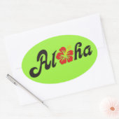 Aloha Hibiscus - flat Hawaii design + jouw ideeën Ovale Sticker (Envelop)