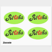 Aloha Hibiscus - flat Hawaii design + jouw ideeën Ovale Sticker (Vel)
